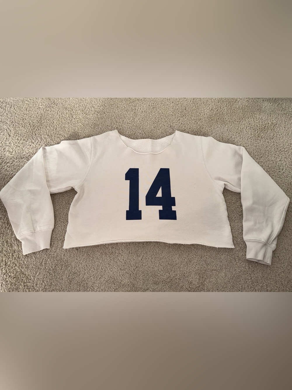 Khaki/Navy Off the Shoulder Sweatshirt